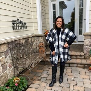 Plaid Black and White Women's Coat